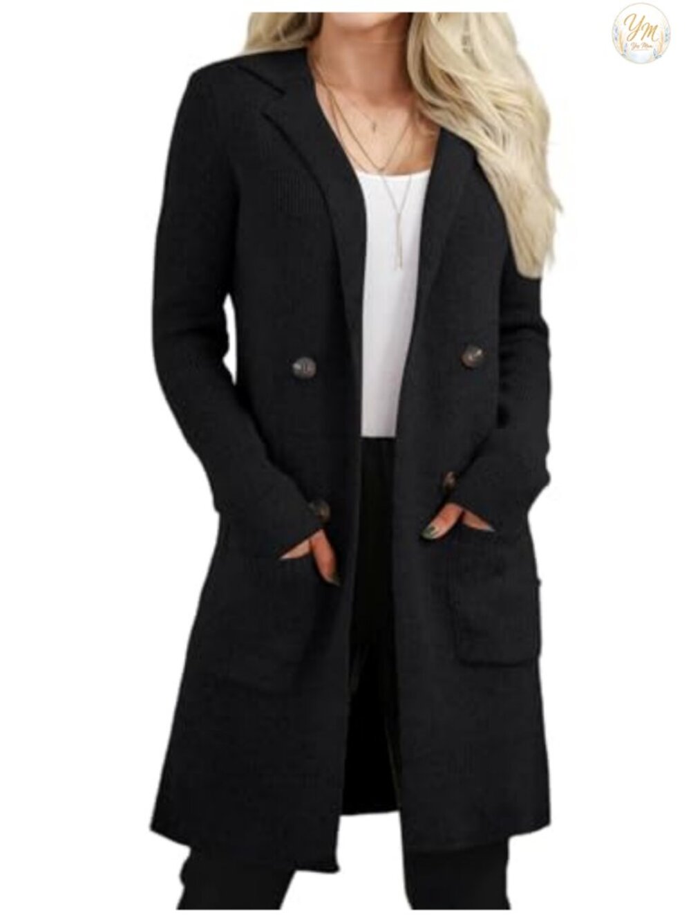 Open Front Long Cardigan Sweater with Pockets